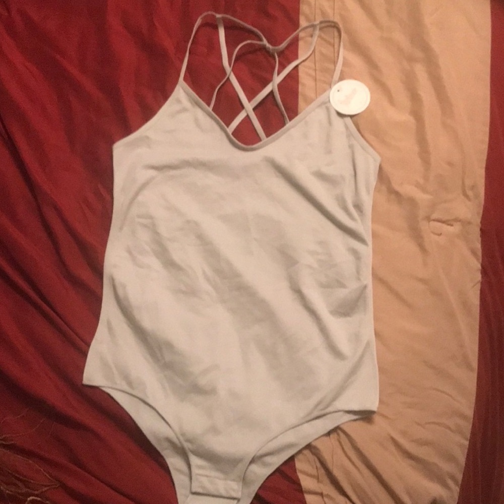 Flirtitude Strappy Back Bodysuit Medium Gray NEW